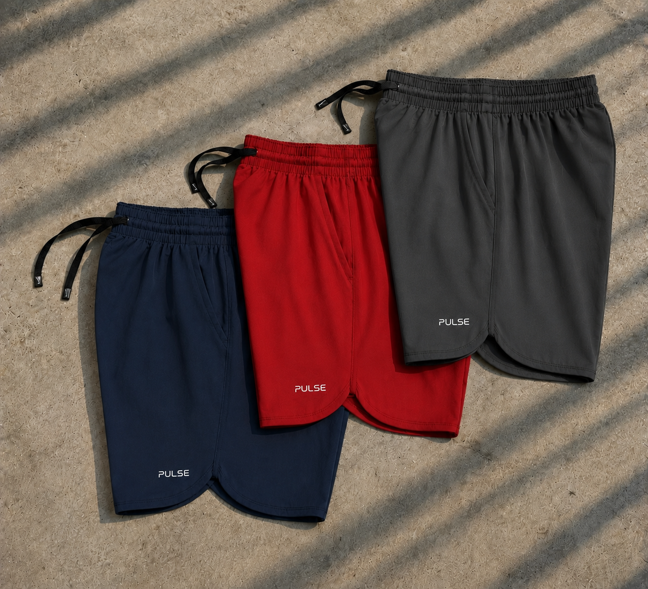 Kit 3 shorts Dry-fit - Vermelho - Chumbo - Marinho