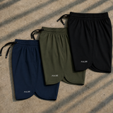 Kit 3 shorts Dry-fit - Verde Musgo - Preto - Marinho